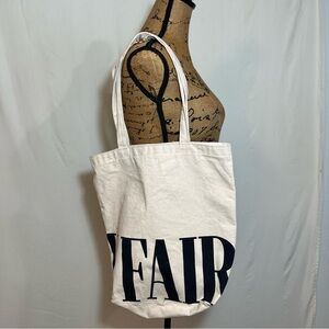 Vanity Fair White Canvas Tote with black “Vanity Fair” Logo